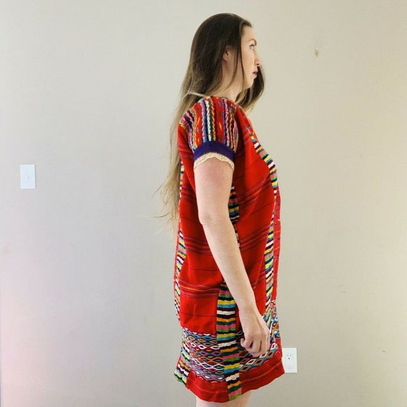 Vintage Huipil Tunic Dress Hand Woven - Picture 3 of 8